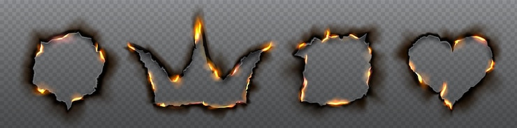 Free Vector burn edge paper hole corner fire texture effect