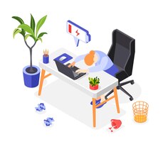burn-out syndrome isometric illustration