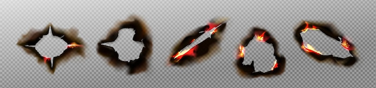 Free Vector burn paper holes and borders burnt pages set