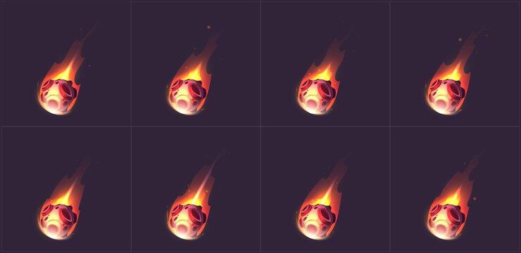 Free Vector burning asteroid animation sequence