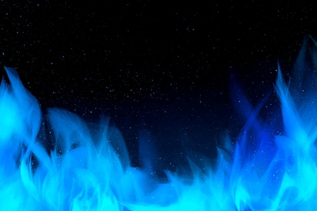 Burning blue fire flame border