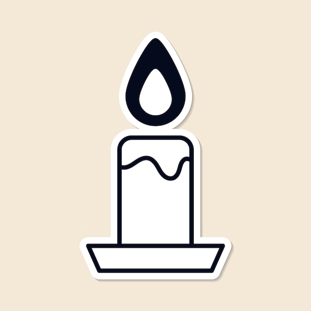 Burning candle sticker design element vector