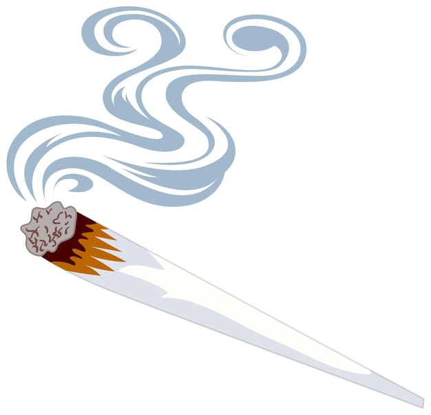 Free vector burning cigarette with rising smoke vector