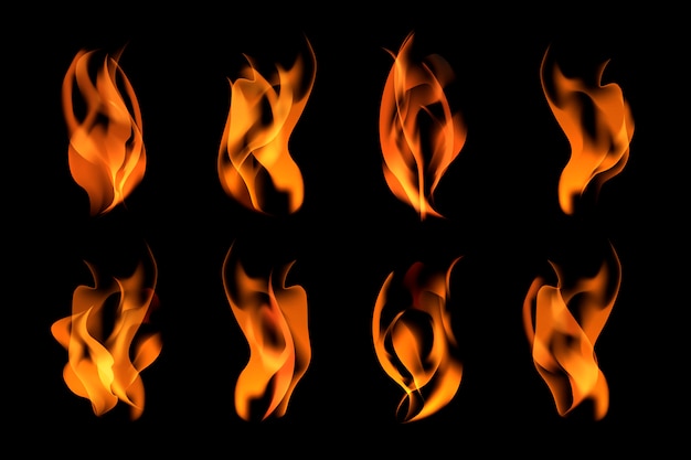 Free vector burning flames set