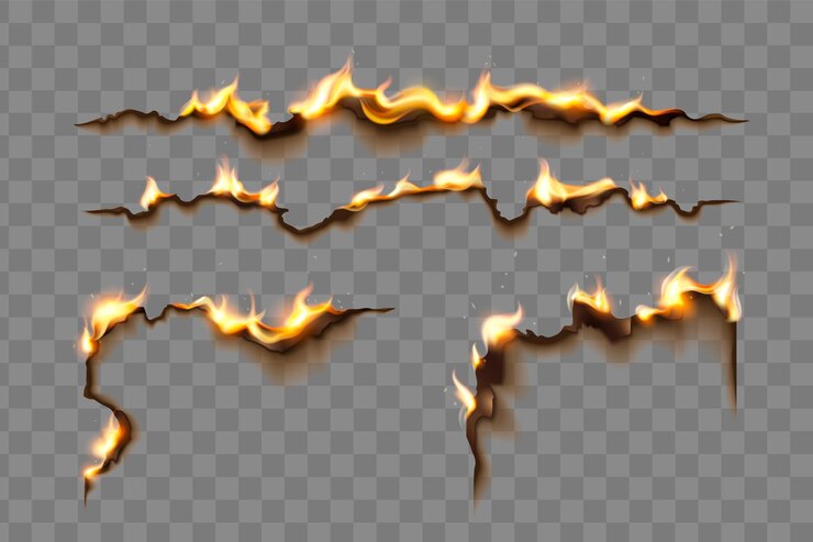 Free Vector burning paper edges with glowing flames