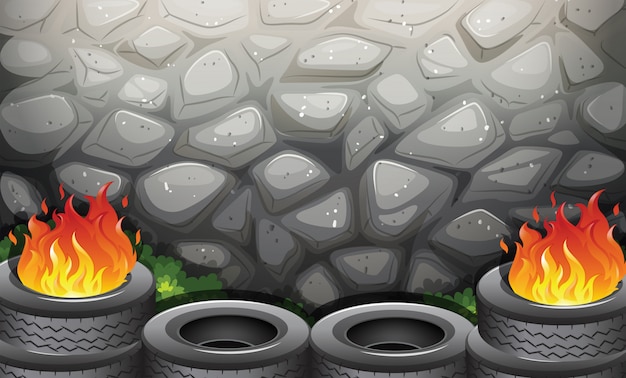 Free vector burning tires near the stonewall