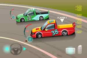 Бесплатное векторное изображение burnout car, игровой спорткар, дрифт за точку в игре, уличные гонки, гоночная команда, турбокомпрессор, тюнинг