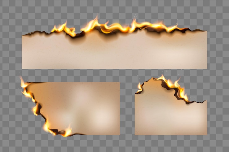Free Vector burnt paper edge with flame effect fire texture