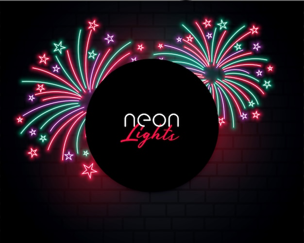 Bursting firework background in neon style design