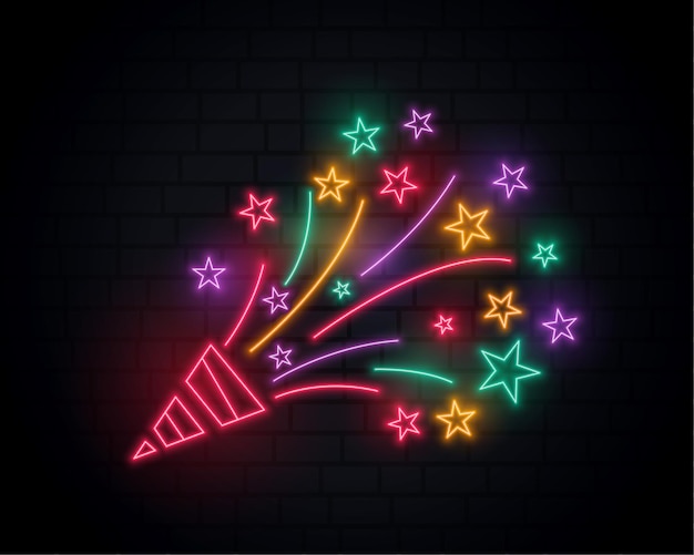 Free vector bursting neon confetti from cap celebration birthday design