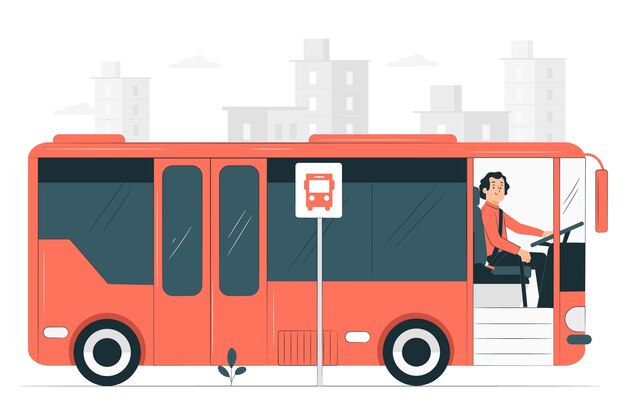 Иллюстрация концепции водителя автобуса
