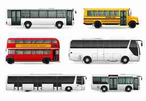 Vettore gratuito bus set realistico