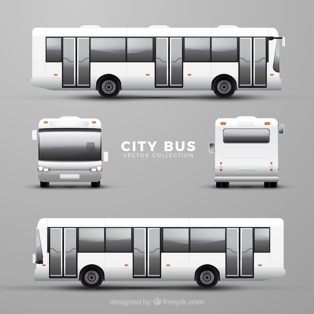 Free vector bus set with different perspectives