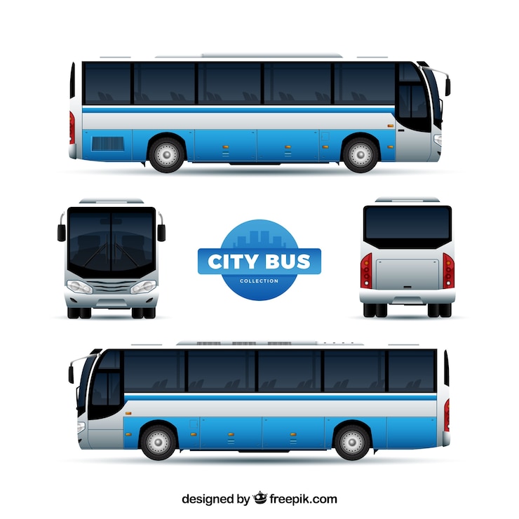 Free Vector bus set with different perspectives