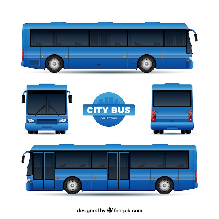 Free Vector bus set with different perspectives