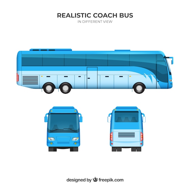 Free vector bus set with different perspectives