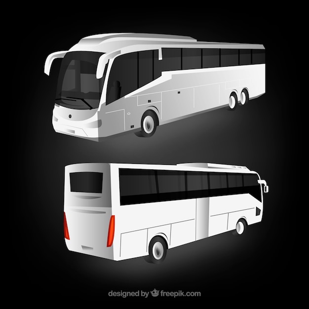 Free vector bus set with different perspectives