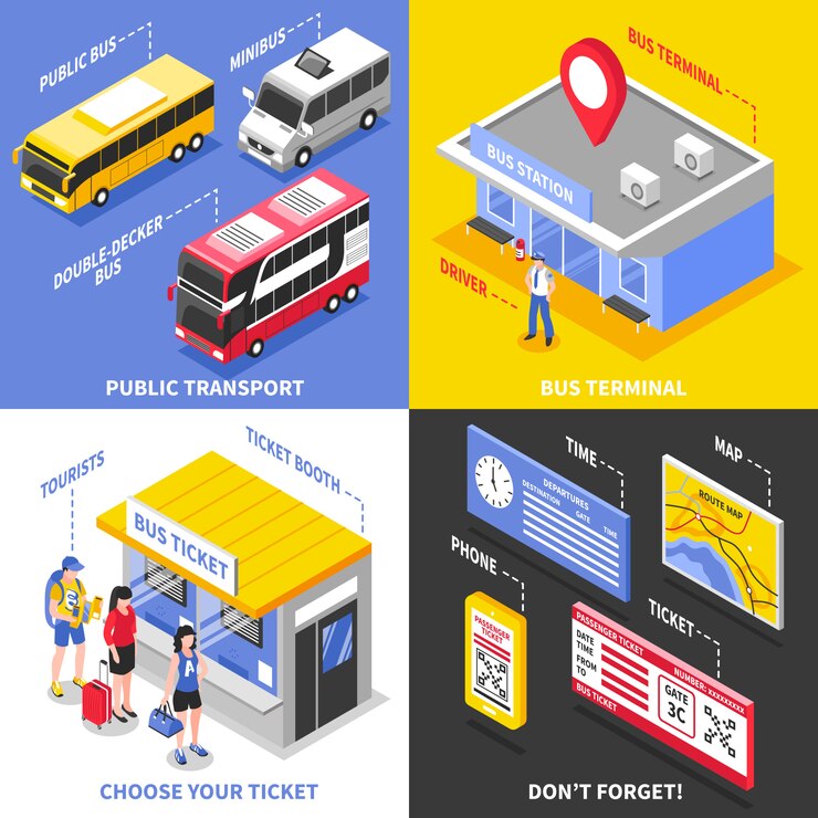 Free Vector bus terminal isometric design concept