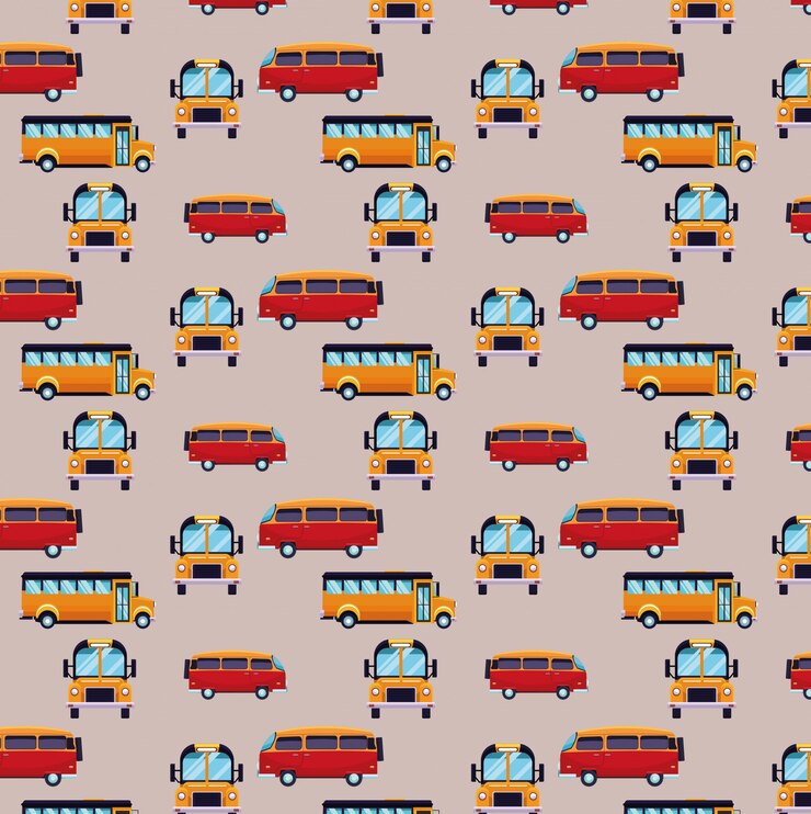 Free Vector bus and van cartoons pattern background