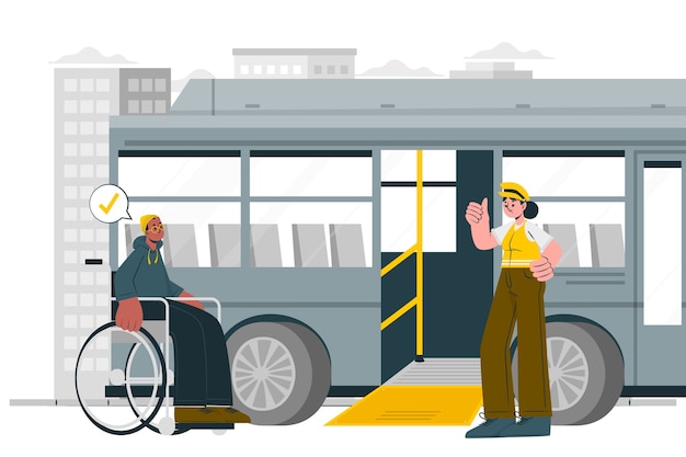 Free vector bus wheelchair ramp concept illustration