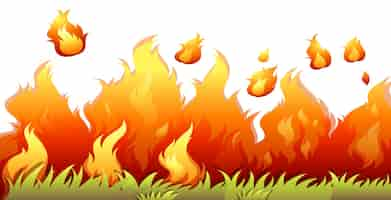 Free vector a bushfire flame on white background