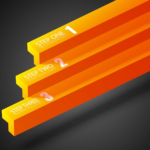 Free vector business abstract infographic with orange straight bars and three options on dark