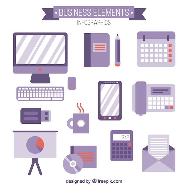 Free vector business accessories in flat design