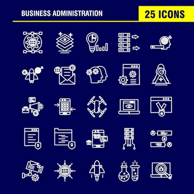 Free vector business administration line icons set