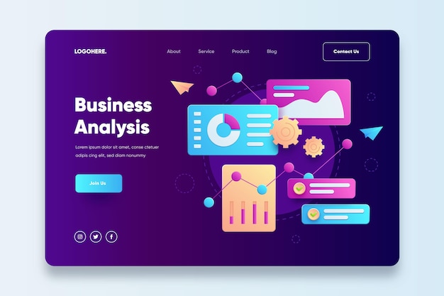 Free vector business analysis home page template