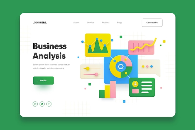 Business analysis landing page Free Vector