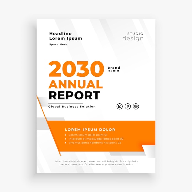 Free vector business annual report template in orange color