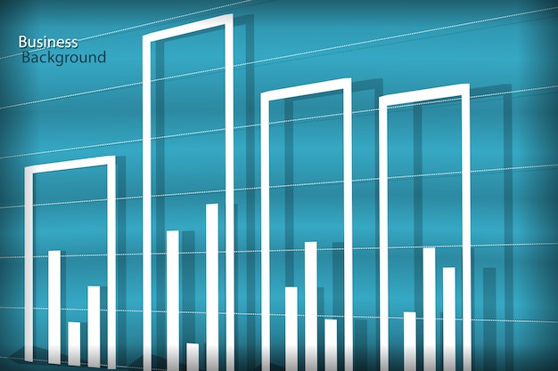 Бизнес фон, белая диаграмма на синих волнах
