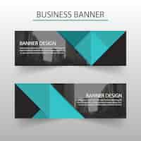 Free vector business banner with blue polygonal shapes