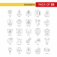 Free vector business black line icon - 25 business outline icon set