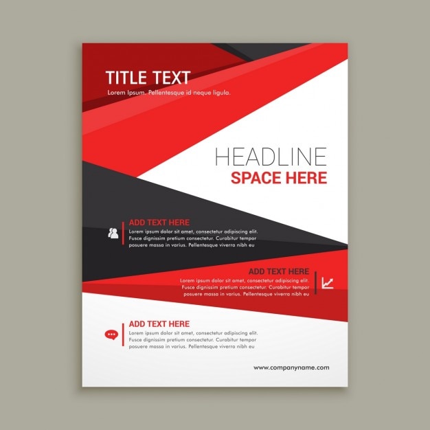 Business brochure flyer design with red shapes