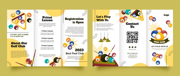 Business brochure template for billiards club and pool game