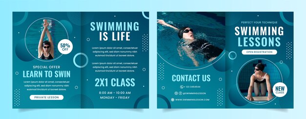 Business brochure template for swimming lessons and learning