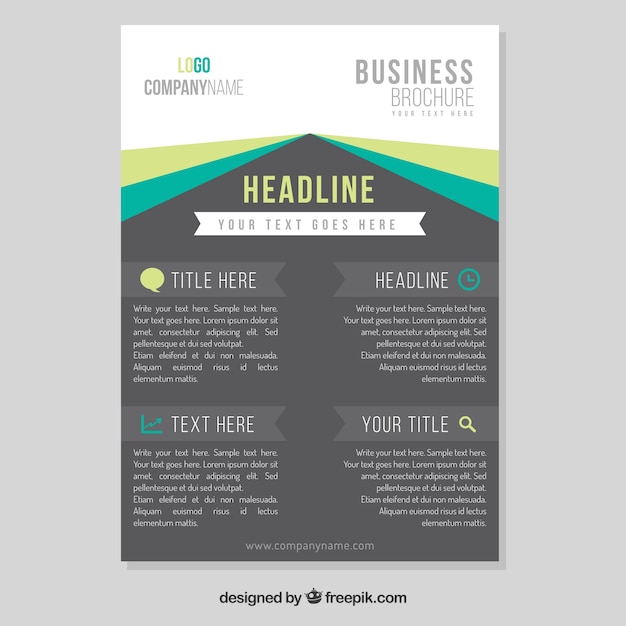 Business brochure template with green and blue details