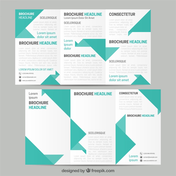 Free Vector business brochure template with green geometric forms