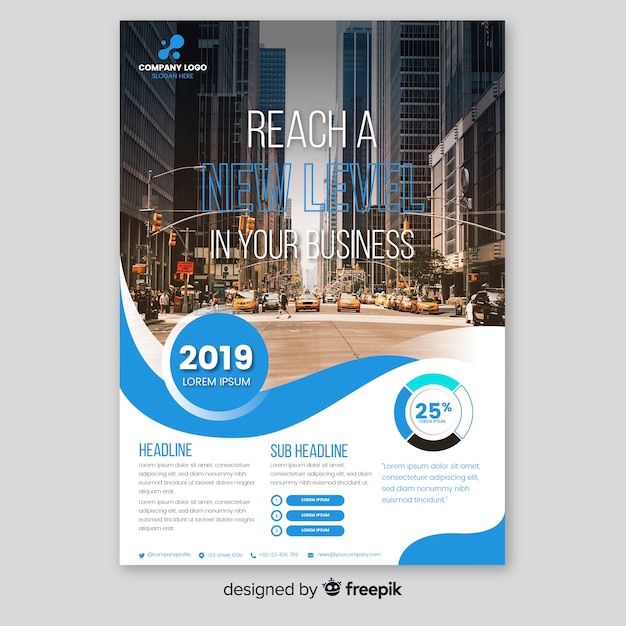 Free vector business brochure template with photo