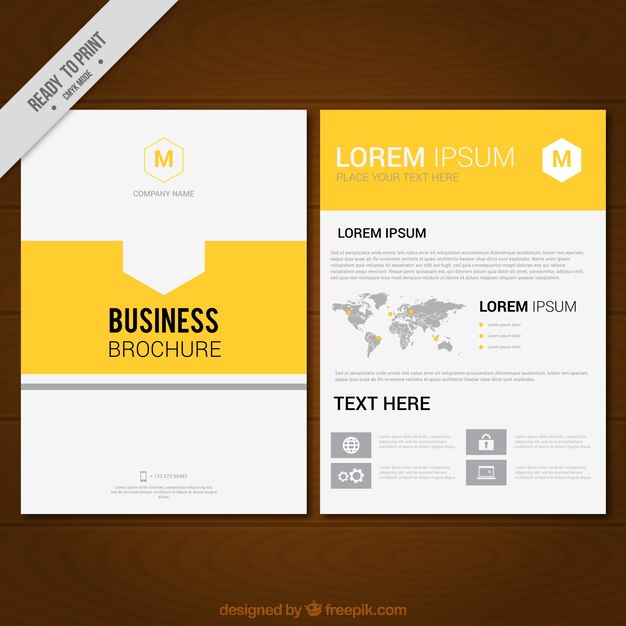 Business brochure template with yellow details