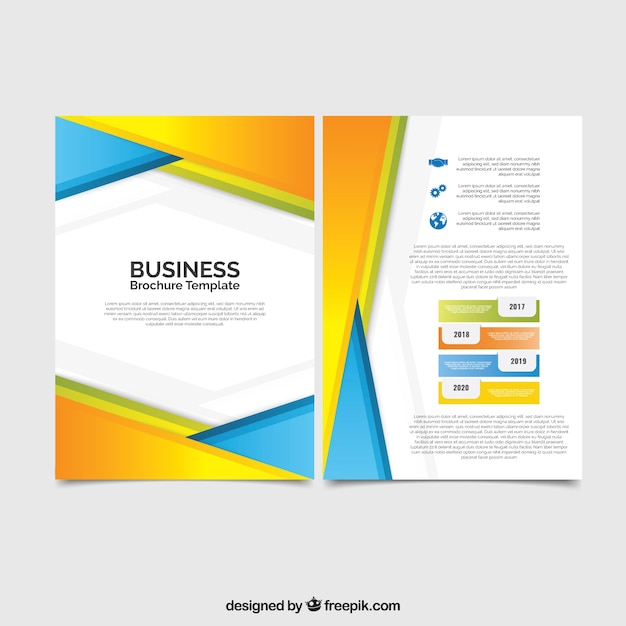 Business brochure with abstract colorful shapes