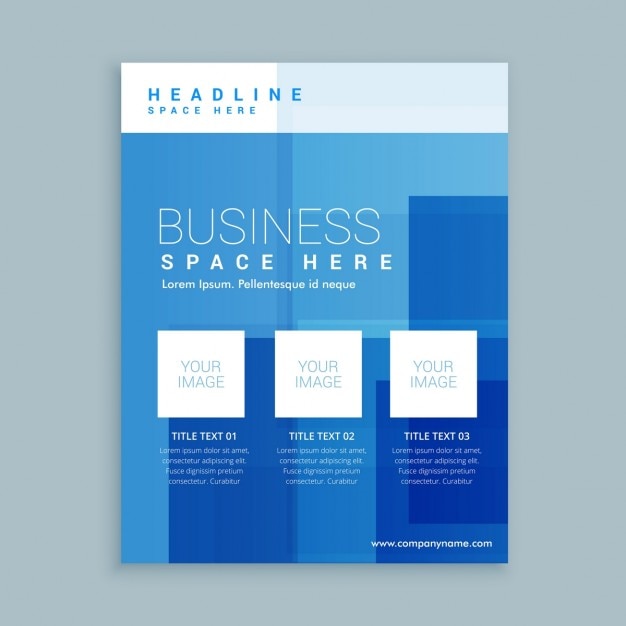 Business brochure with blue geometric shapes