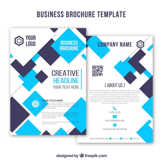 Business brochure with blue squares