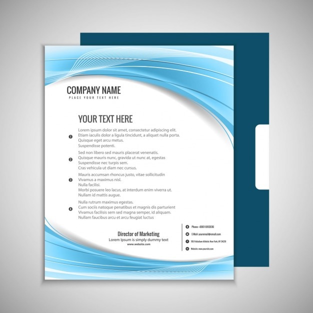 Free vector business brochure with blue waves