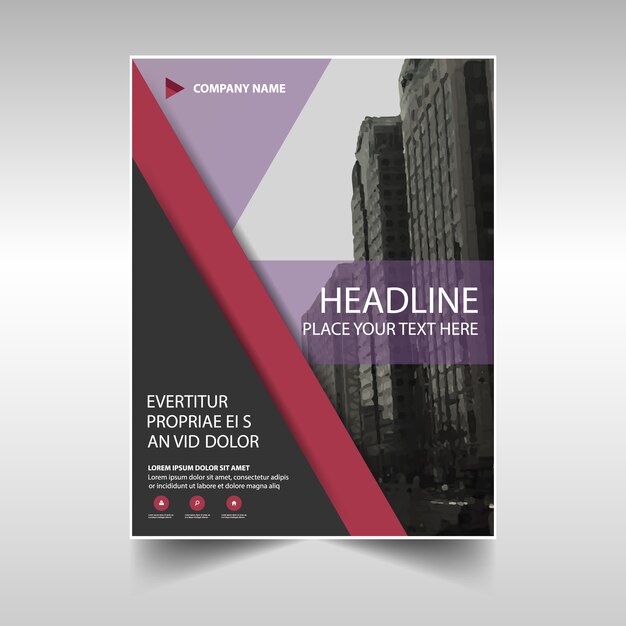 Business brochure with burgundy shapes