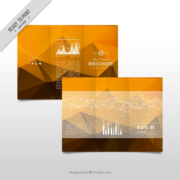 Business brochure with geometric shapes in brown tones