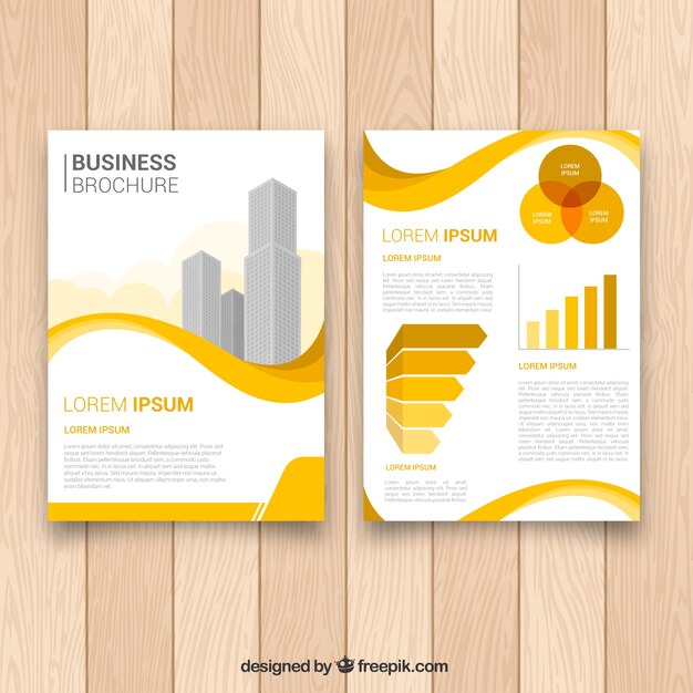 Business brochure with waves and graphs