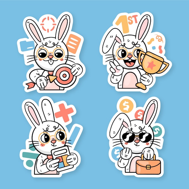 Business bunny stickers set