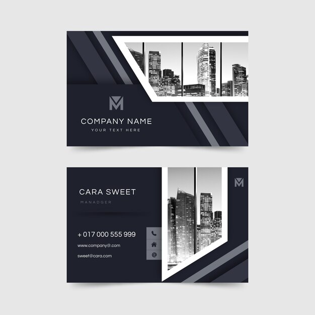 Business card abstract template with photo